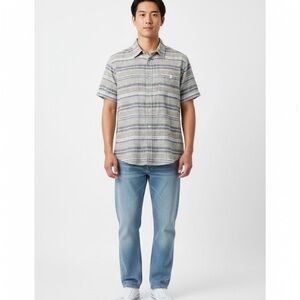 Tasso Elba Men's Black and Cream Striped Button-Down Shirt